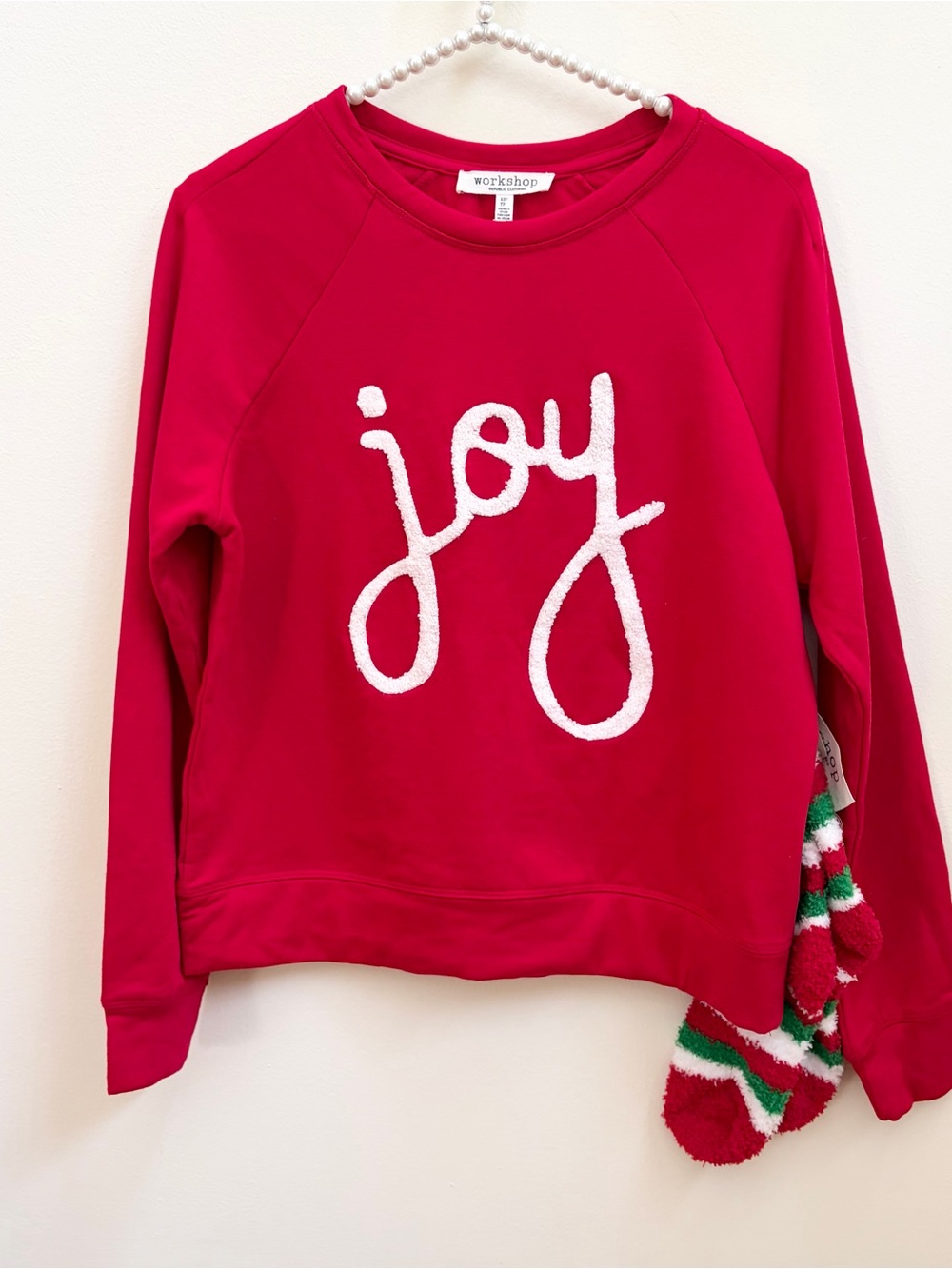 Joy Christmas Sweatshirt with Striped Fuzzy Socks NWT